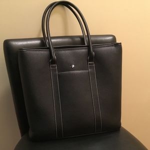 BMW Ladies Black Leather Tote with Lap Top Storage
